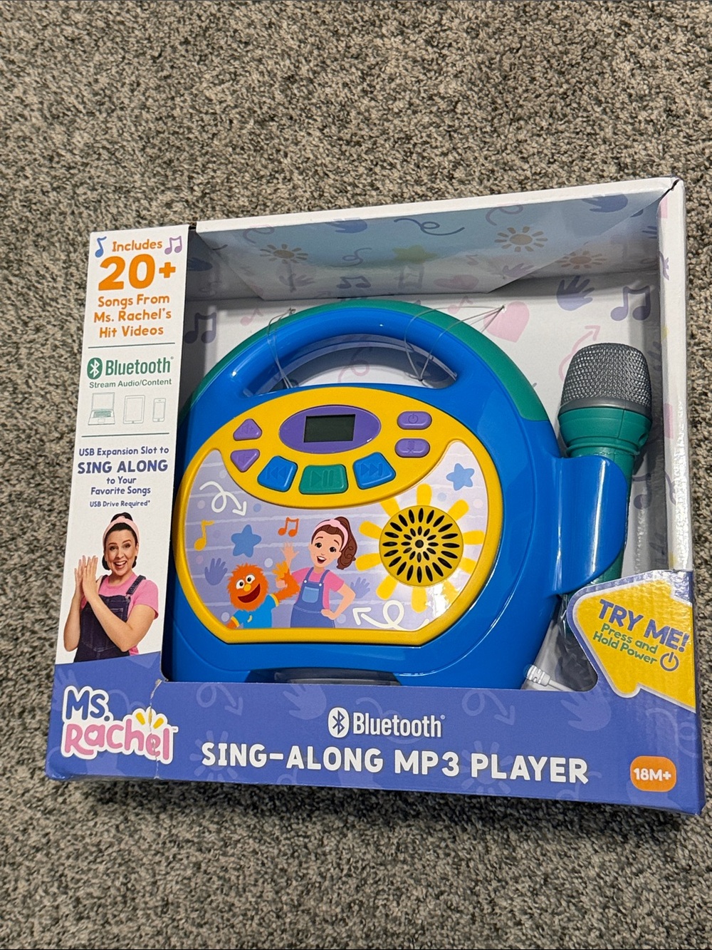 NEW Ms Rachel Blue Yellow Bluetooth Sing-Along MP3 Player Handheld Microphone